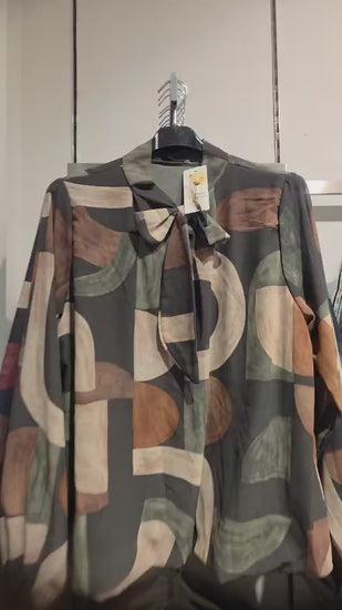 Geometric Bow-Neck Blouse — real item video without sound